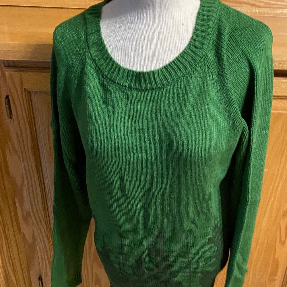 NWT Exclusive Large Women's Green Trees Pullover Sweater Polyester Acrylic Round
